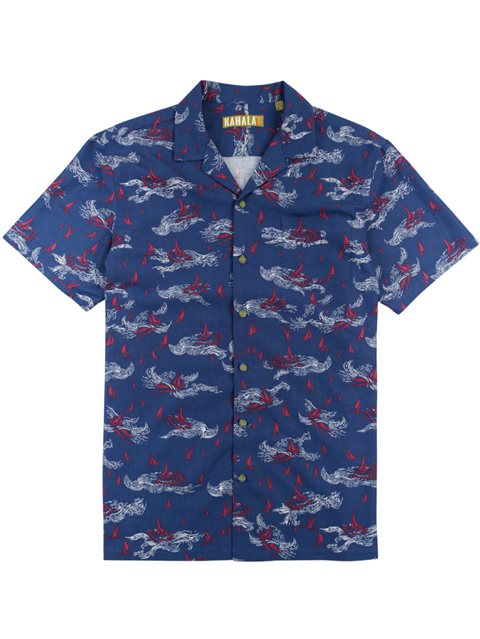 Kahala アロハシャツ XL ネイビー 60th×コラボ】KAHALA×NEWYORKER DUKE'S PAREO キャンプカラー