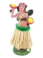 Hula Lady with 'Uli"Uli  Dashboard Doll 4" Skirt (Assorted Colors)
