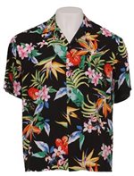 Two Palms Passion Paradise Black Rayon Men's Hawaiian Shirt
