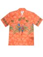 Ky&#39;s Parrot On The Beach Orange Cotton Men&#39;s Hawaiian Shirt