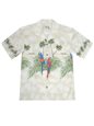 Ky&#39;s Parrot On The Beach White Cotton Men&#39;s Hawaiian Shirt