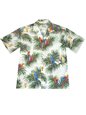 Ky&#39;s Parrot on Leaf White Cotton Men&#39;s Hawaiian Shirt