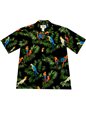 Ky&#39;s Parrot on Leaf Black Cotton Men&#39;s Hawaiian Shirt