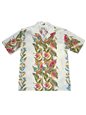 Ky&#39;s Bird of Paradise White Cotton Men&#39;s Hawaiian Shirt
