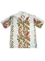 Ky's Bird of Paradise White Cotton Men's Hawaiian Shirt