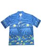 Ky&#39;s Under The Sea Paradise Navy Blue Cotton Men&#39;s Hawaiian Shirt