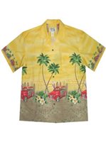 Ky's Classic Hawaii Yellow Cotton Men's Hawaiian Shirt