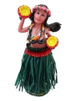 More Green Hula Lady with 'Uli"Uli  Dashboard Doll 6.5"