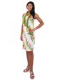 Hilo Hattie Bird of Paradise Panel Beige Rayon Hawaiian Short Bias Dress