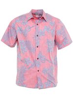 Two Palms Ukulele Coral Cotton Men's Reverse Printing Hawaiian Shirt