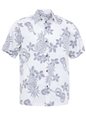 Two Palms Ukulele White Cotton Men&#39;s Reverse Printing Hawaiian Shirt