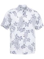 Two Palms Ukulele White Cotton Men's Reverse Printing Hawaiian Shirt