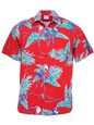 Go Barefoot Vintage Tropical Birds Red Cotton Men&#39;s Hawaiian Shirt