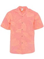 Hawaiian Leaves Coral Poly Cotton Men's Hawaiian Shirt