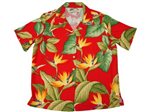 Paradise Found Airbrush Bird of Paradise Red Rayon Women's Hawaiian Shirt