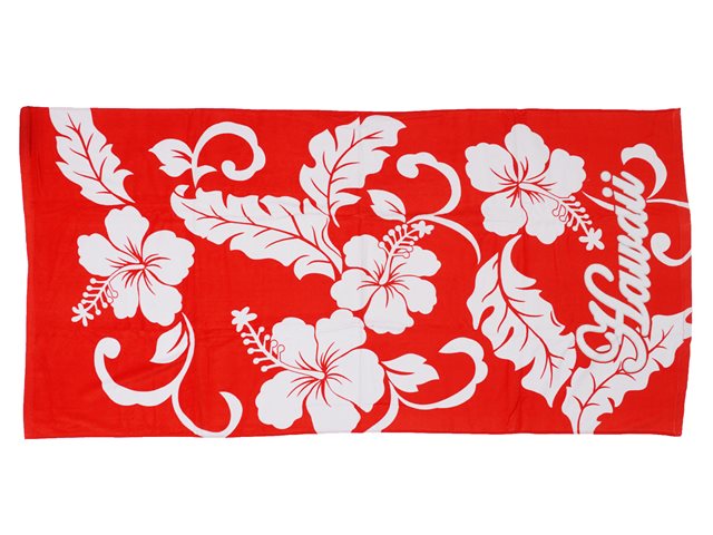 Pool Hawaiian Hawaii Beach Bath Towel 60" x 32" ~ RED WHITE HIBISCUS FLORAL 
