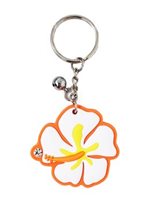Hibiscus Orange Rubber Keychain