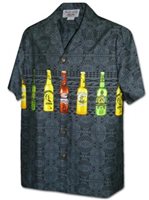Pacific Legend Paradise Beer Black Cotton Men's Hawaiian Shirt