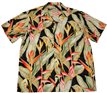 Paradise Found Heliconia Black Rayon Men&#39;s Hawaiian Shirt