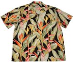 Paradise Found Heliconia Black Rayon Men's Hawaiian Shirt