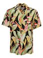Paradise Found Heliconia Black Rayon Men&#39;s Hawaiian Shirt