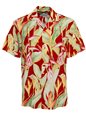 Paradise Found Heliconia Red Rayon Men&#39;s Hawaiian Shirt