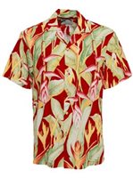 Paradise Found Heliconia Red Rayon Men's Hawaiian Shirt