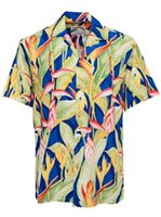 Paradise Found Heliconia Royal Rayon Men's Hawaiian Shirt