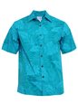 Anuenue Monstera Teal Poly Cotton Men&#39;s Hawaiian Shirt