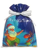 Island Heritage Santa Dances Foil Drawstring Gift Bag 3-PK