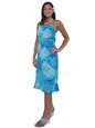 Hilo Hattie Coral Turquoise Rayon Hawaiian Spaghetti Strap Midi Dress