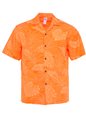 Hawaiian Leaves Orange Poly Cotton Men&#39;s Hawaiian Shirt