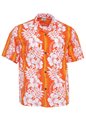 Royal Hawaiian Creations New Hibiscus Fern Panel Orange Poly Cotton Men&#39;s Hawaiian Shirt