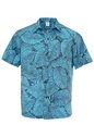 Island Leaf Turquoise Poly Cotton Men&#39;s Hawaiian Shirt