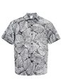 Island Leaf White&amp;Black Poly Cotton Men&#39;s Hawaiian Shirt