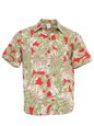 Monstera&amp;Banana Leaf Red Poly Cotton Men&#39;s Hawaiian Shirt