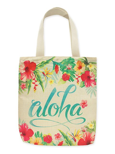 Island Heritage Aloha Floral Woven Tote Bag