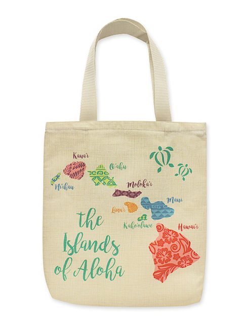 Hawaii Print Reusable Shopping Bag Hawaiian Islands Aloha Tote 