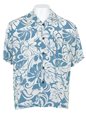 Royal Hawaiian Creations Hibiscus Monstera Light Blue Rayon Men&#39;s Hawaiian Shirt