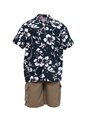 Hilo Hattie Classic Hibiscus Pareo Navy Cotton  Boys Hawaiian Shirt
