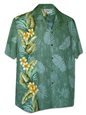 Pacific Legend Tropical Plant Panel Sage Cotton Men's Hawaiian Shirt