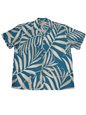 Paradise Found Palm Fronds Blue Rayon Men&#39;s Hawaiian Shirt