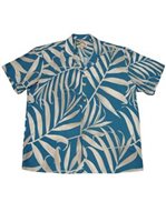 Paradise Found Palm Fronds Blue Rayon Men's Hawaiian Shirt