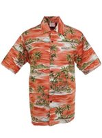 Go Barefoot Paradise Orange Cotton Men's Hawaiian Shirt
