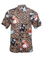 Go Barefoot Surf Flicks Black Cotton Rayon Men&#39;s Hawaiian Shirt