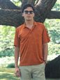 Monstera Square Floral Rust Orange Men&#39;s Polo Shirt
