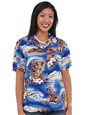 Hilo Hattie Blue Hawaii Blue Rayon Women&#39;s Hawaiian Shirt