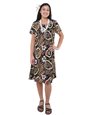 Hilo Hattie Vintage Scenic Black Rayon Women&#39;s Hawaiian Short Dress