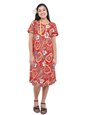 Hilo Hattie Vintage Scenic Red Rayon Women&#39;s Hawaiian Short Dress