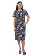 Hilo Hattie Vintage Scenic Blue Rayon Women&#39;s Hawaiian Short Dress